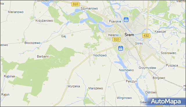 mapa Nochowo, Nochowo na mapie Targeo