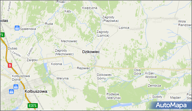 mapa Nowy Dzikowiec, Nowy Dzikowiec na mapie Targeo