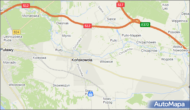 mapa Opoka gmina Końskowola, Opoka gmina Końskowola na mapie Targeo