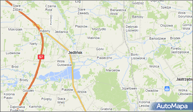 mapa Piaseczno gmina Jedlińsk, Piaseczno gmina Jedlińsk na mapie Targeo