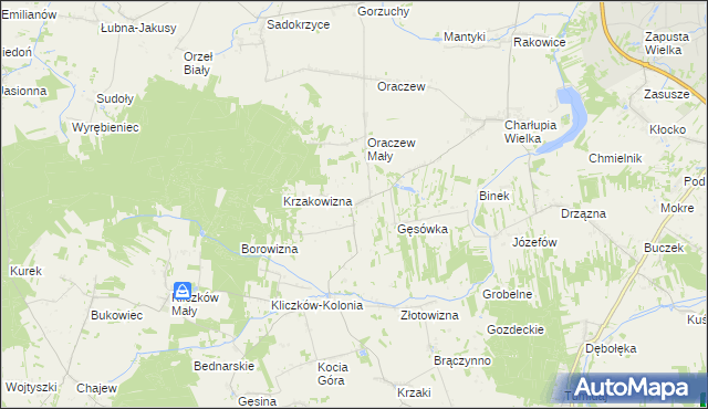 mapa Rowy gmina Wróblew, Rowy gmina Wróblew na mapie Targeo