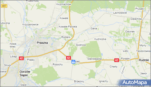 mapa Skotnica gmina Praszka, Skotnica gmina Praszka na mapie Targeo