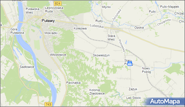 mapa Skowieszyn, Skowieszyn na mapie Targeo