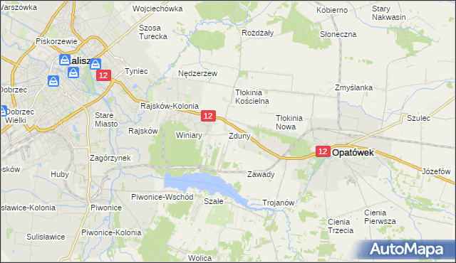 mapa Zduny gmina Opatówek, Zduny gmina Opatówek na mapie Targeo