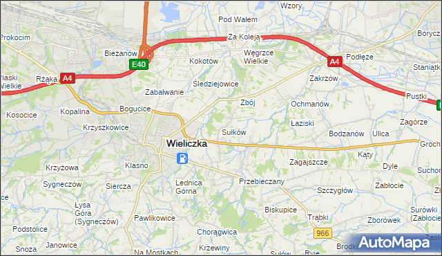 mapa Sułków gmina Wieliczka, Sułków gmina Wieliczka na mapie Targeo