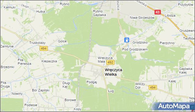 mapa Wręczyca Mała, Wręczyca Mała na mapie Targeo