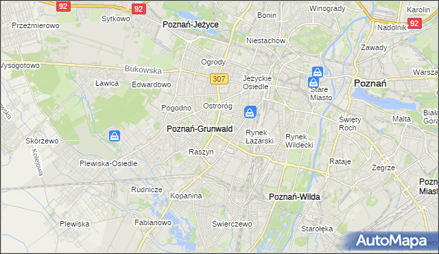 mapa Łazarz gmina Poznań, Łazarz gmina Poznań na mapie Targeo