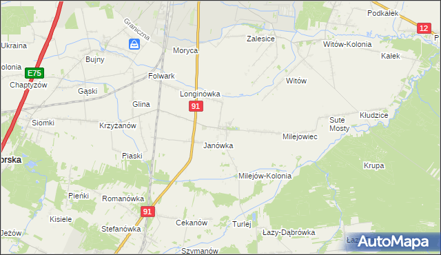 mapa Milejów gmina Rozprza, Milejów gmina Rozprza na mapie Targeo