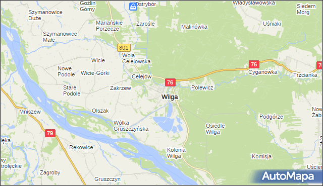 mapa Wilga, Wilga na mapie Targeo