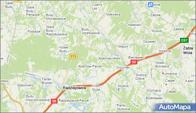 mapa Adamów-Wieś, Adamów-Wieś na mapie Targeo