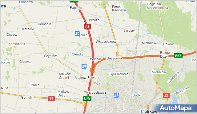 mapa Bąkowiec gmina Grabica, Bąkowiec gmina Grabica na mapie Targeo