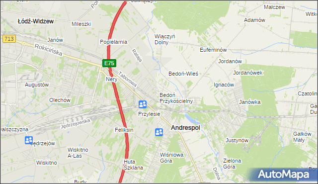 mapa Bedoń Przykościelny, Bedoń Przykościelny na mapie Targeo
