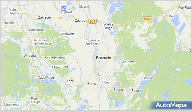 mapa Borzęcin powiat brzeski, Borzęcin powiat brzeski na mapie Targeo