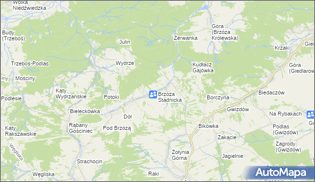 mapa Brzóza Stadnicka, Brzóza Stadnicka na mapie Targeo