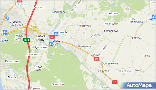 mapa Brzozówka gmina Obrowo, Brzozówka gmina Obrowo na mapie Targeo