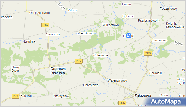 mapa Chlewiska gmina Dąbrowa Biskupia, Chlewiska gmina Dąbrowa Biskupia na mapie Targeo