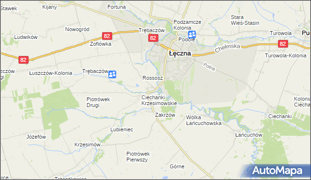 mapa Ciechanki Łęczyńskie, Ciechanki Łęczyńskie na mapie Targeo