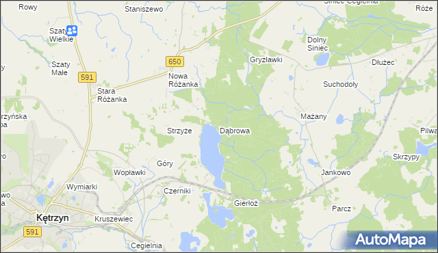 mapa Dąbrowa gmina Kętrzyn, Dąbrowa gmina Kętrzyn na mapie Targeo