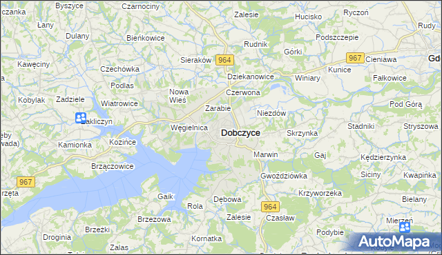 mapa Dobczyce, Dobczyce na mapie Targeo