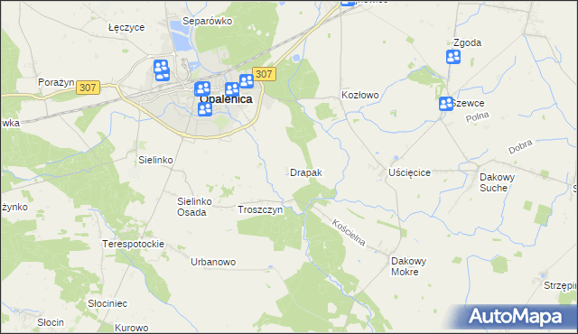 mapa Drapak, Drapak na mapie Targeo