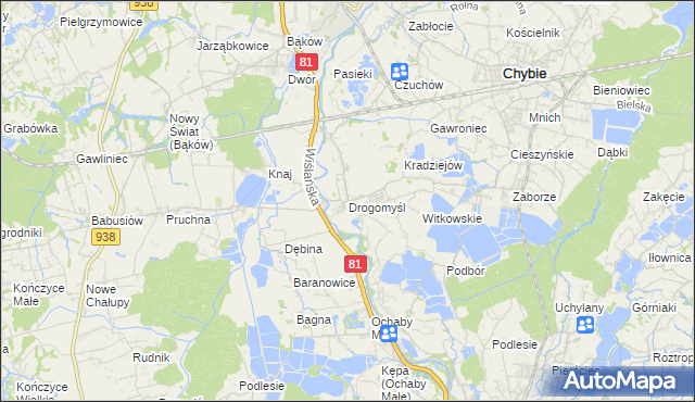 mapa Drogomyśl, Drogomyśl na mapie Targeo