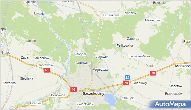 mapa Gajówka gmina Szczekociny, Gajówka gmina Szczekociny na mapie Targeo