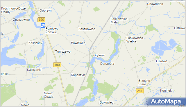 mapa Grylewo, Grylewo na mapie Targeo