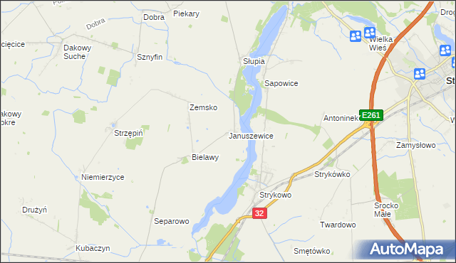 mapa Januszewice gmina Granowo, Januszewice gmina Granowo na mapie Targeo