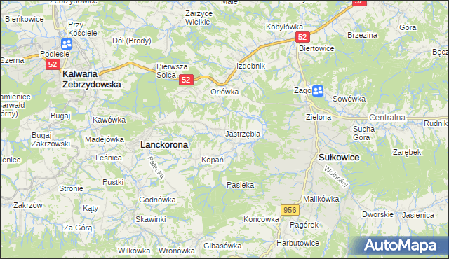 mapa Jastrzębia gmina Lanckorona, Jastrzębia gmina Lanckorona na mapie Targeo