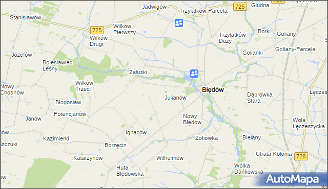 mapa Julianów gmina Błędów, Julianów gmina Błędów na mapie Targeo