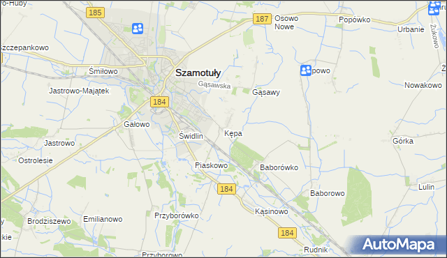 mapa Kępa gmina Szamotuły, Kępa gmina Szamotuły na mapie Targeo