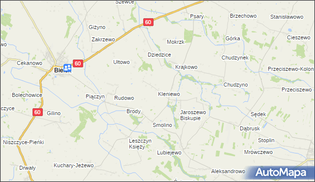 mapa Kleniewo gmina Bielsk, Kleniewo gmina Bielsk na mapie Targeo