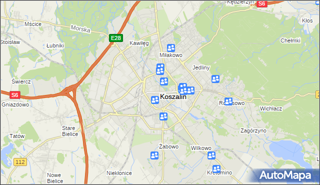 mapa Koszalina, Koszalin na mapie Targeo