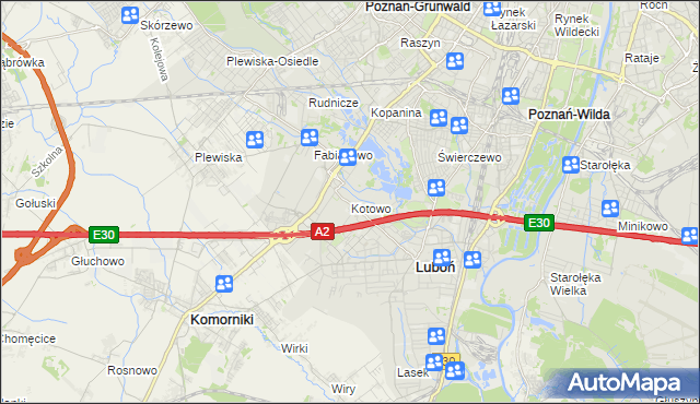 mapa Kotowo gmina Poznań, Kotowo gmina Poznań na mapie Targeo