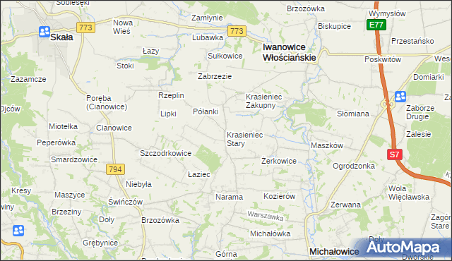 mapa Krasieniec Stary, Krasieniec Stary na mapie Targeo