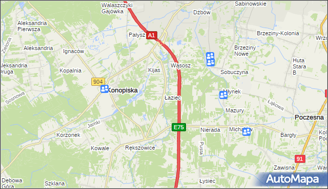 mapa Łaziec, Łaziec na mapie Targeo