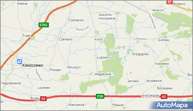 mapa Ługowiny, Ługowiny na mapie Targeo