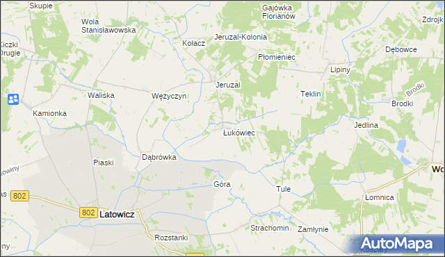 mapa Łukówiec gmina Mrozy, Łukówiec gmina Mrozy na mapie Targeo