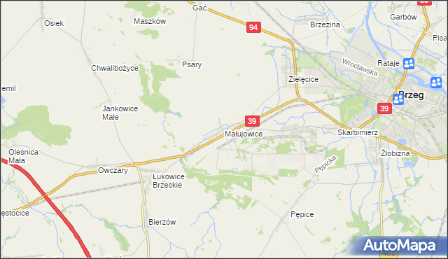mapa Małujowice, Małujowice na mapie Targeo