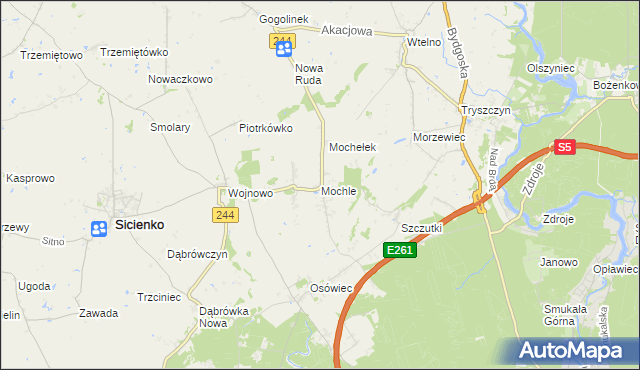 mapa Mochle, Mochle na mapie Targeo