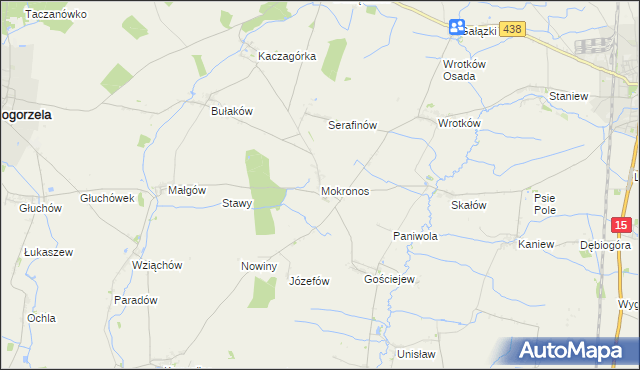 mapa Mokronos gmina Koźmin Wielkopolski, Mokronos gmina Koźmin Wielkopolski na mapie Targeo