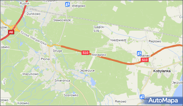 mapa Morawsko gmina Kobylanka, Morawsko gmina Kobylanka na mapie Targeo