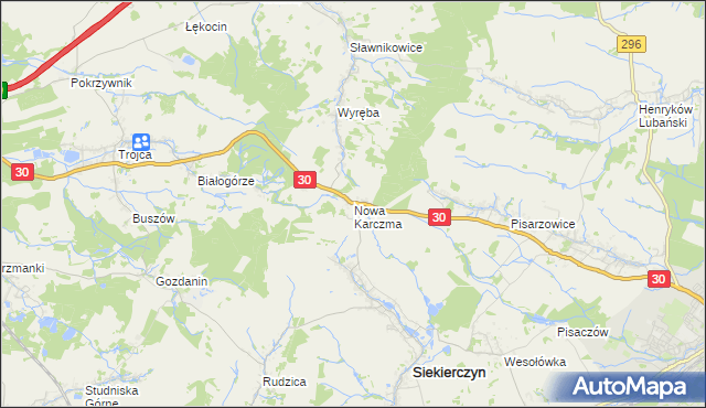 mapa Nowa Karczma gmina Siekierczyn, Nowa Karczma gmina Siekierczyn na mapie Targeo