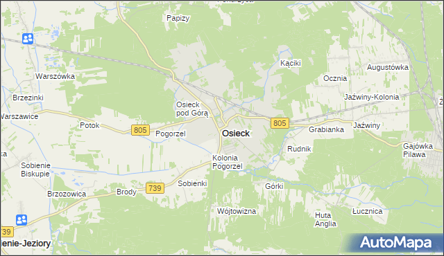 mapa Osieck, Osieck na mapie Targeo