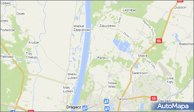 mapa Parski gmina Grudziądz, Parski gmina Grudziądz na mapie Targeo