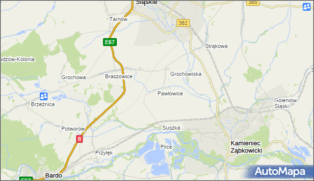 mapa Pawłowice gmina Ząbkowice Śląskie, Pawłowice gmina Ząbkowice Śląskie na mapie Targeo