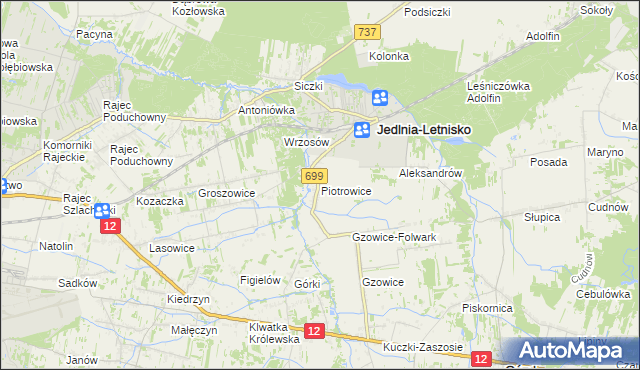 mapa Piotrowice gmina Jedlnia-Letnisko, Piotrowice gmina Jedlnia-Letnisko na mapie Targeo
