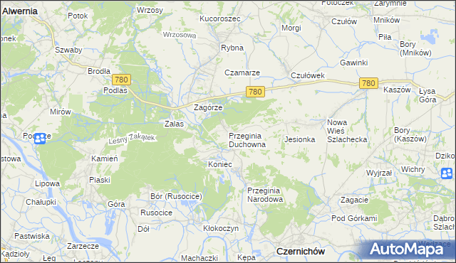 mapa Przeginia Duchowna, Przeginia Duchowna na mapie Targeo
