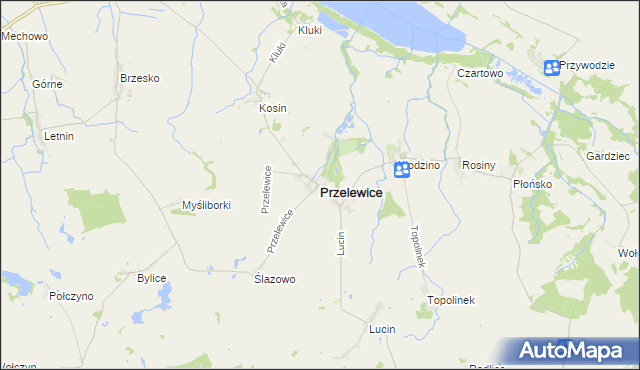 mapa Przelewice powiat pyrzycki, Przelewice powiat pyrzycki na mapie Targeo