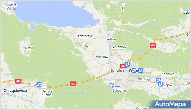 mapa Pustków gmina Ozimek, Pustków gmina Ozimek na mapie Targeo